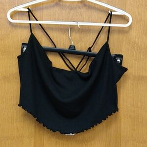 Urban Outfitters Black Cropped Drape Top